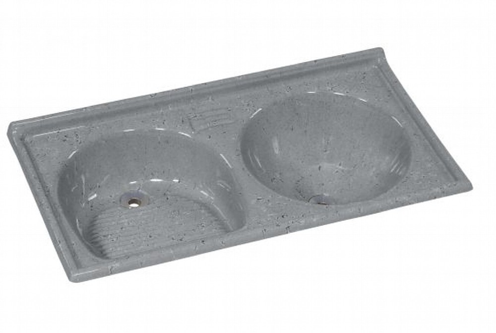 Ajr Tanque 2 Cubas Marmo Fibra Cinza 110 x 55